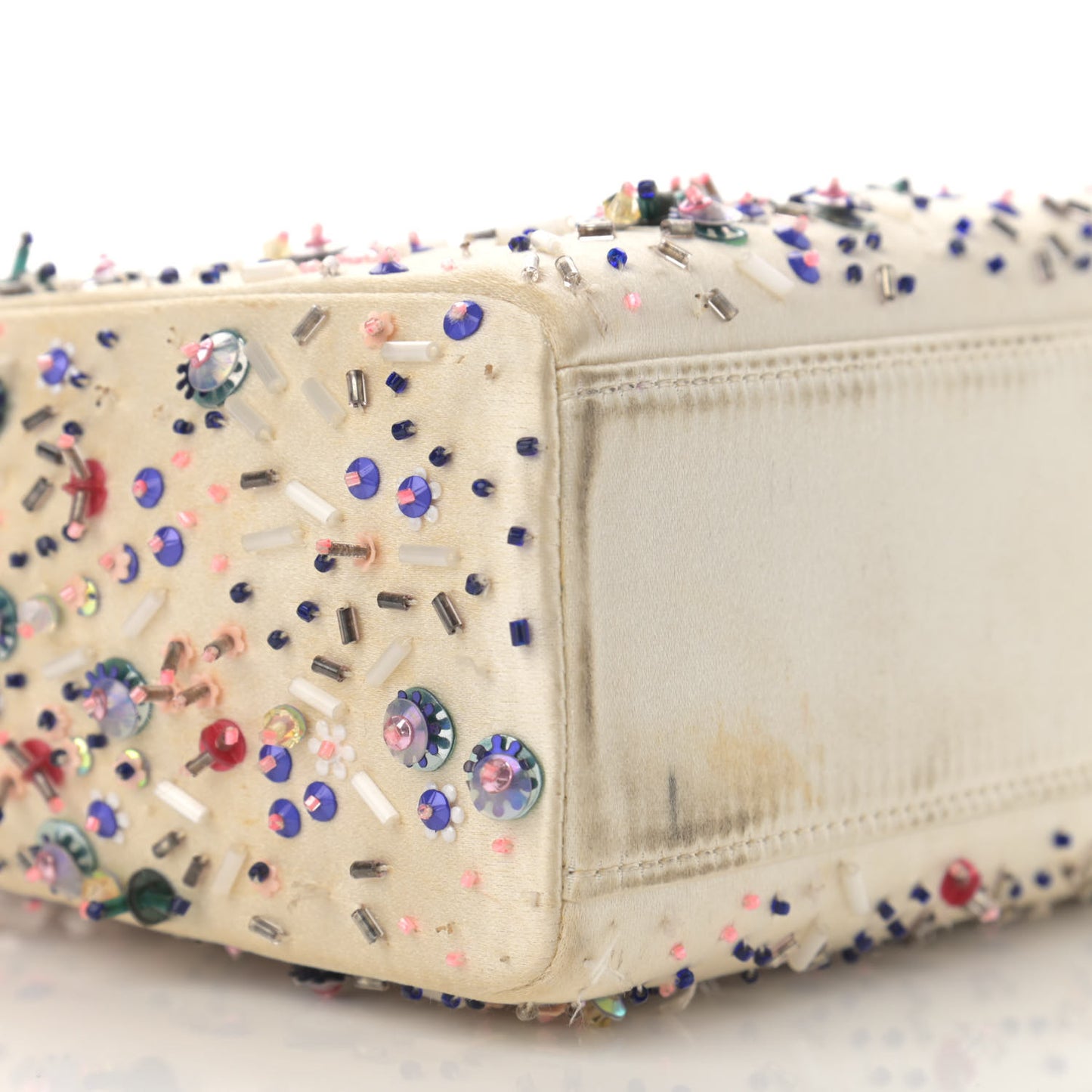 Satin Embroidered Beaded Mini Lady Dior Pink Multicolor