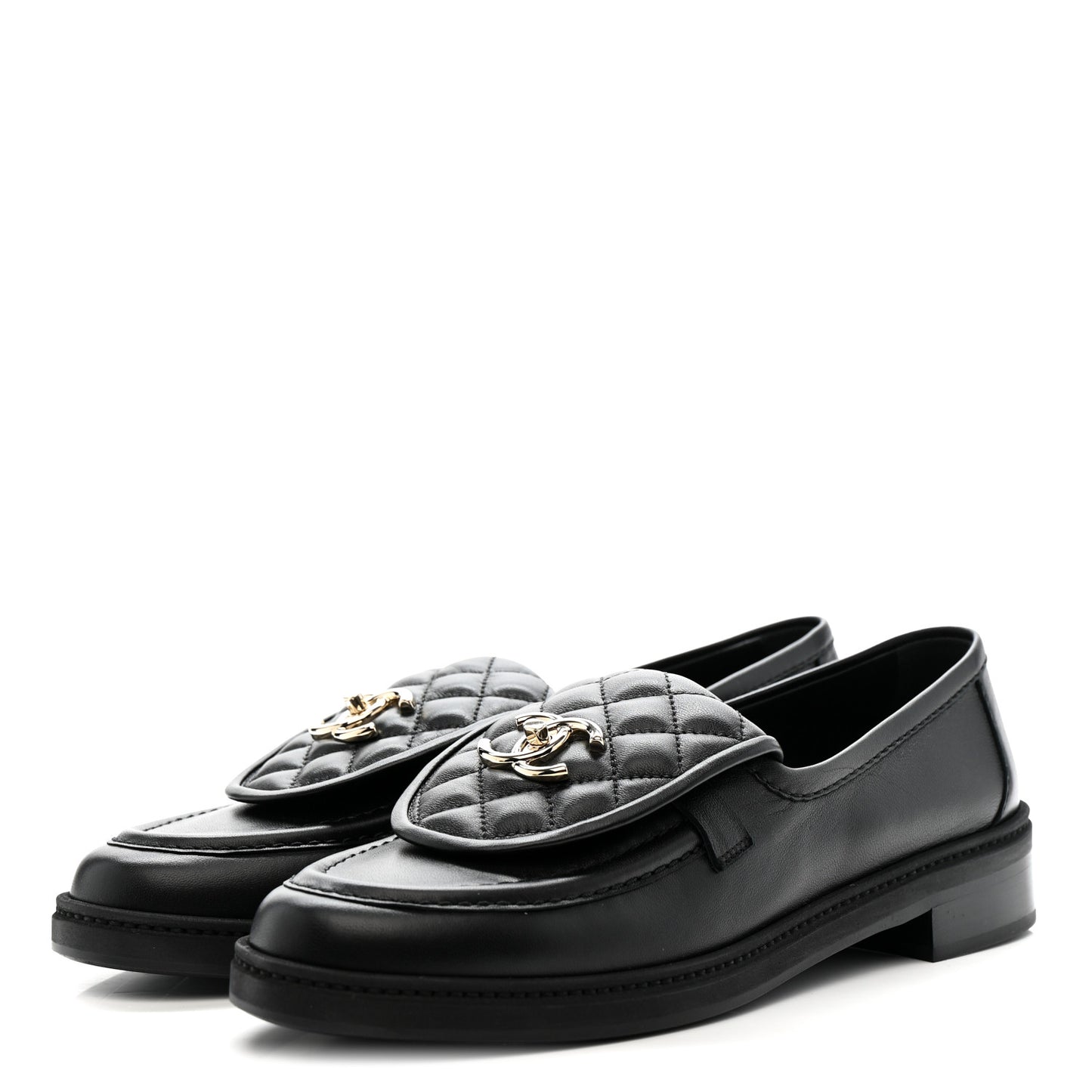 Lambskin Quilted CC Turnlock Loafers 40 Black