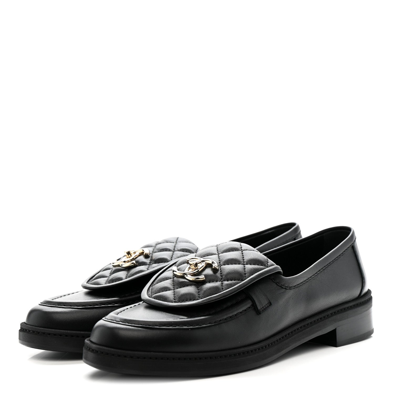 Chanel Lambskin Quilted CC Turnlock Loafers 40 Black 4 of 10