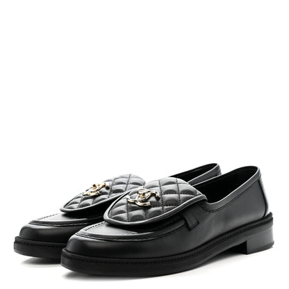 Chanel Lambskin Quilted CC Turnlock Loafers 40 Black 4 of 10