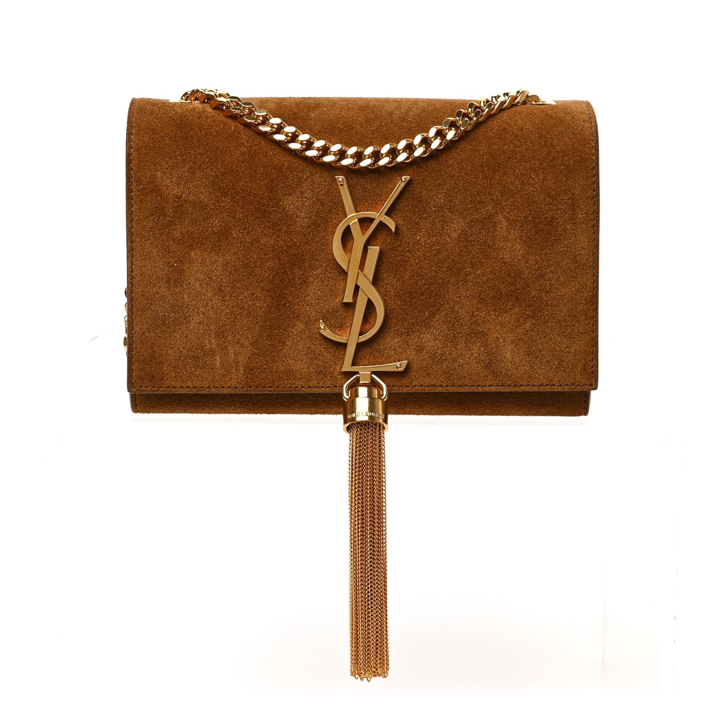 Saint Laurent Suede Small Classic Monogram Kate Tassel Satchel Light Ochre 1 of 8