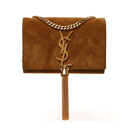 Saint Laurent Suede Small Classic Monogram Kate Tassel Satchel Light Ochre 1 of 8