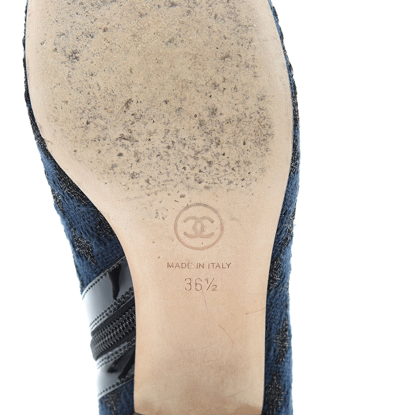 Tweed Cap Toe CC Short Boots 36.5 Navy Black