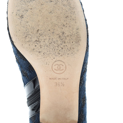 Chanel Tweed Cap Toe CC Short Boots 36.5 Navy Black 9 of 15