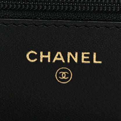 Chanel Calfskin Crocodile Embossed Graffiti 2.55 Cocodile Reissue Wallet On Chain WOC Black Gold 15 of 31