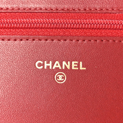 Chanel Caviar Quilted Boy Wallet On Chain WOC Red 6 of 9