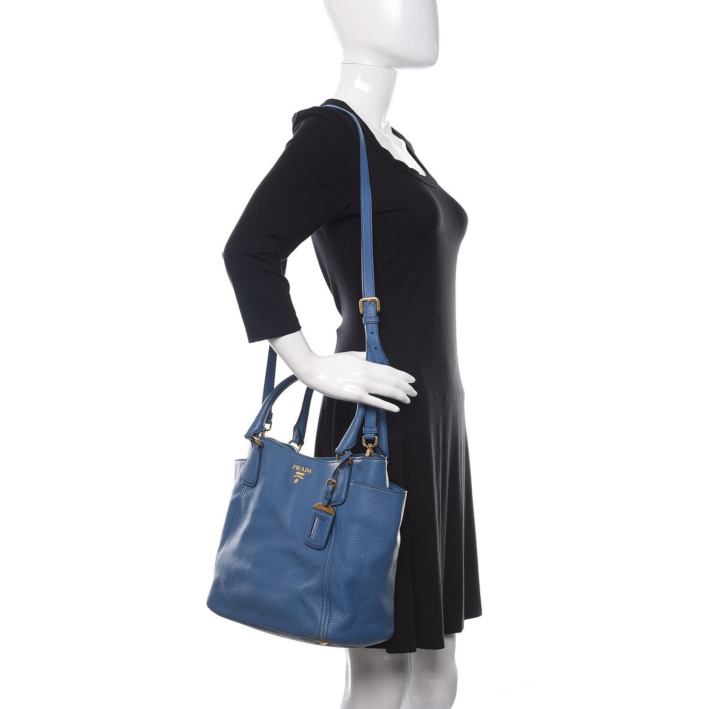 Vitello Daino Side Pocket Tote Cobalto