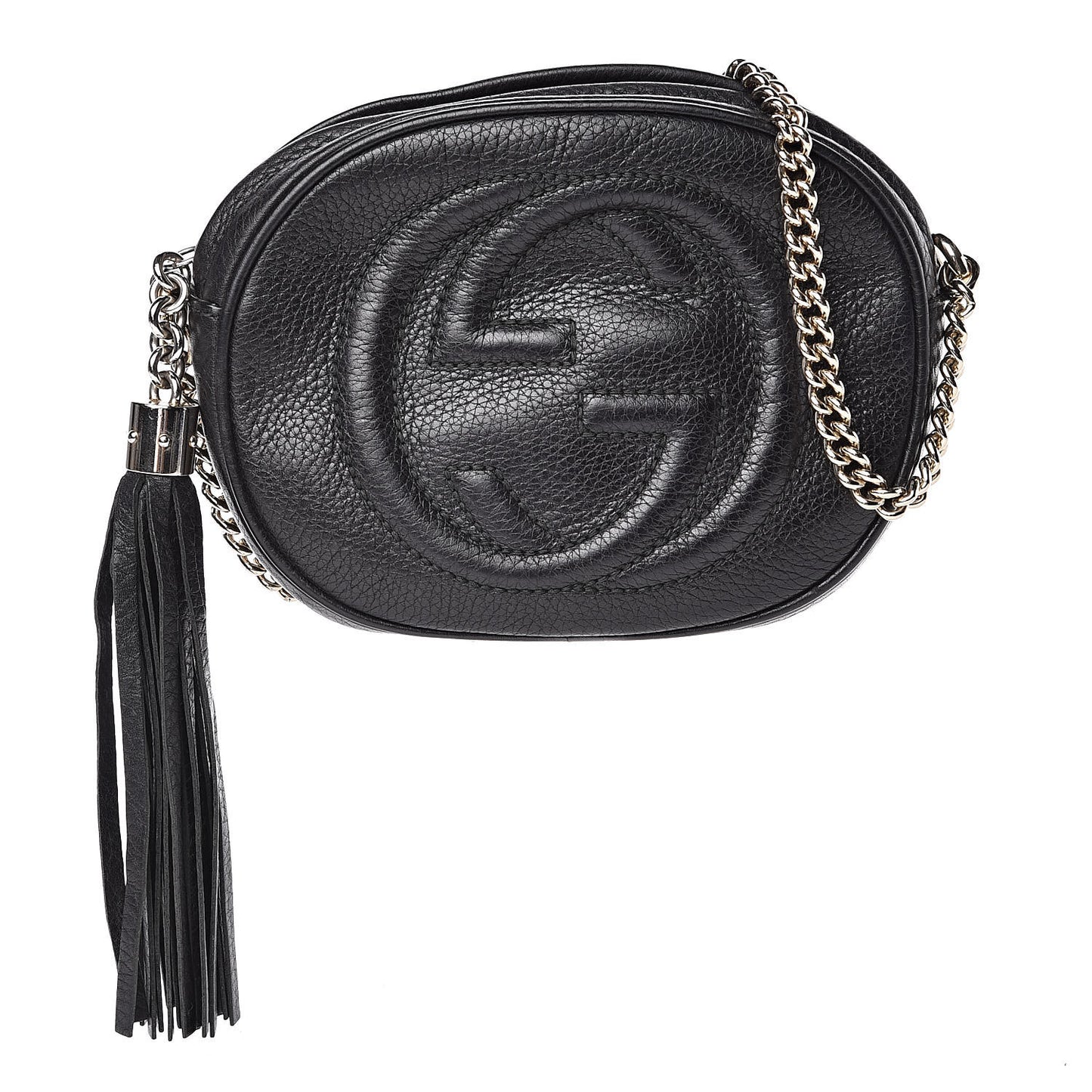 Pebbled Calfskin Mini Soho Chain Bag Black
