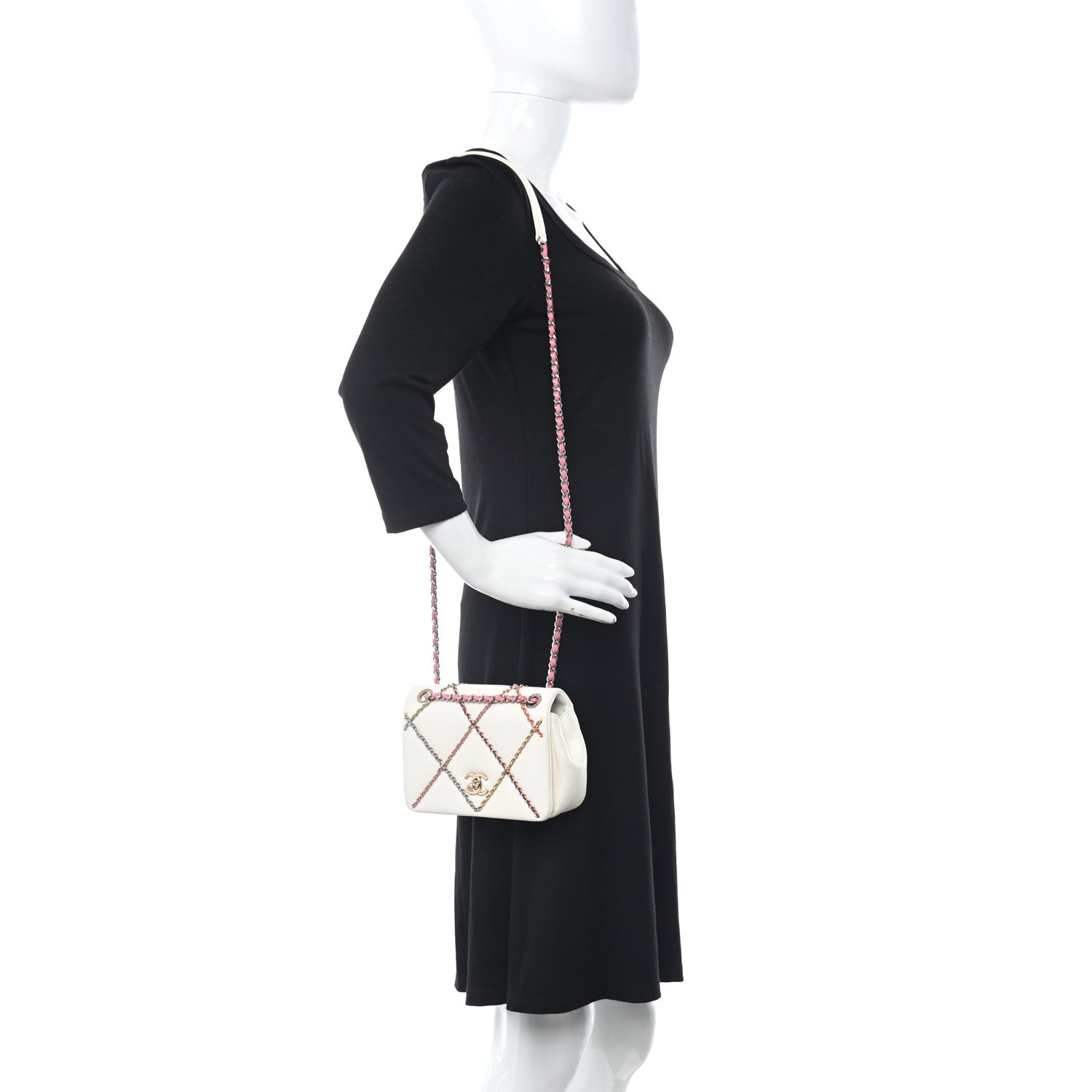 Chanel Lambskin Small Entwined Chain Flap White Multicolor 2 of 12
