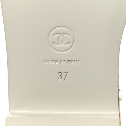 Chanel Tweed Cork Mule Sandal 37 White Multicolor 7 of 9
