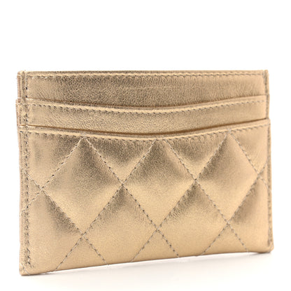 Chanel Metallic Lambskin Quilted CC Card Holder Gold 3 of 8