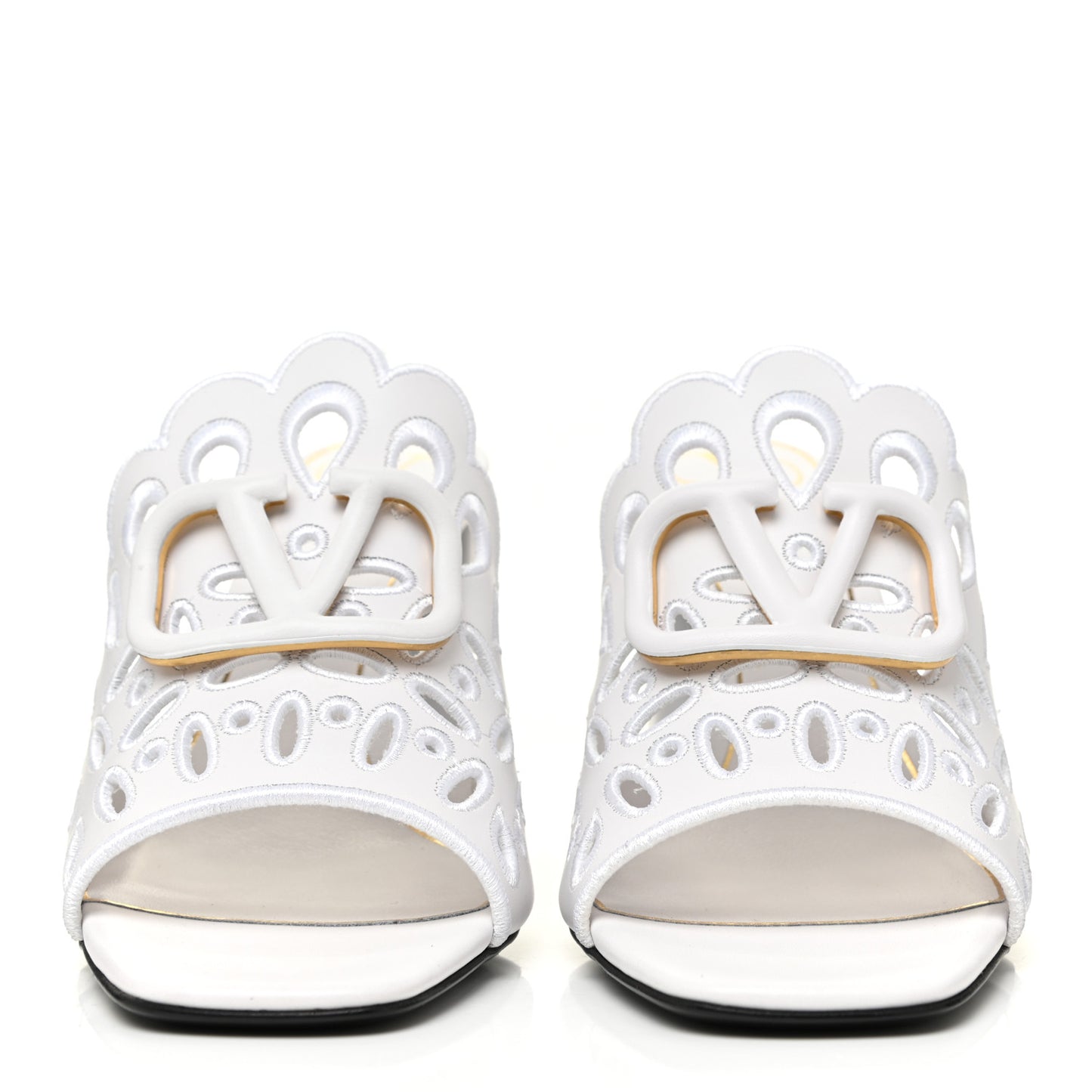 Calfskin Vlogo Lasercut Slide Sandals 39 Optic White