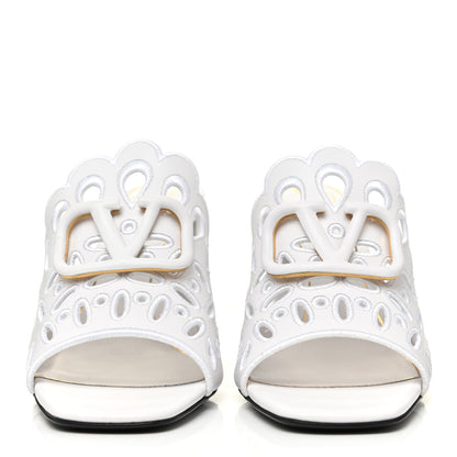 Valentino Garavani Calfskin Vlogo Lasercut Slide Sandals 39 Optic White 2 of 7