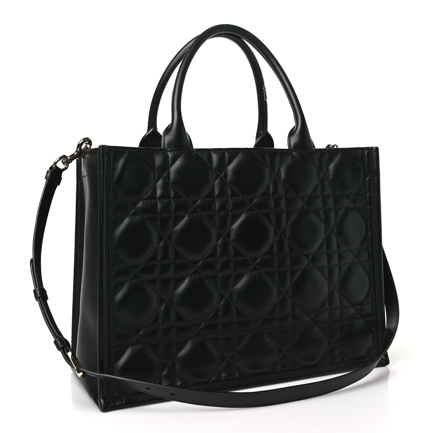 Christian Dior Calfskin Macro Cannage Medium Book Tote Black 3 of 10