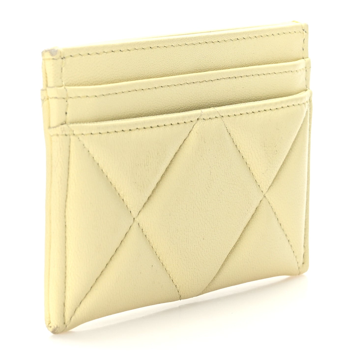 Goatskin Quilted 19 Card Holder Yellow