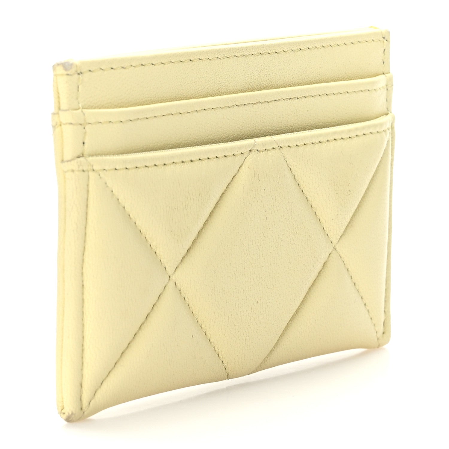 Chanel Goatskin Quilted 19 Card Holder Yellow 3 of 9