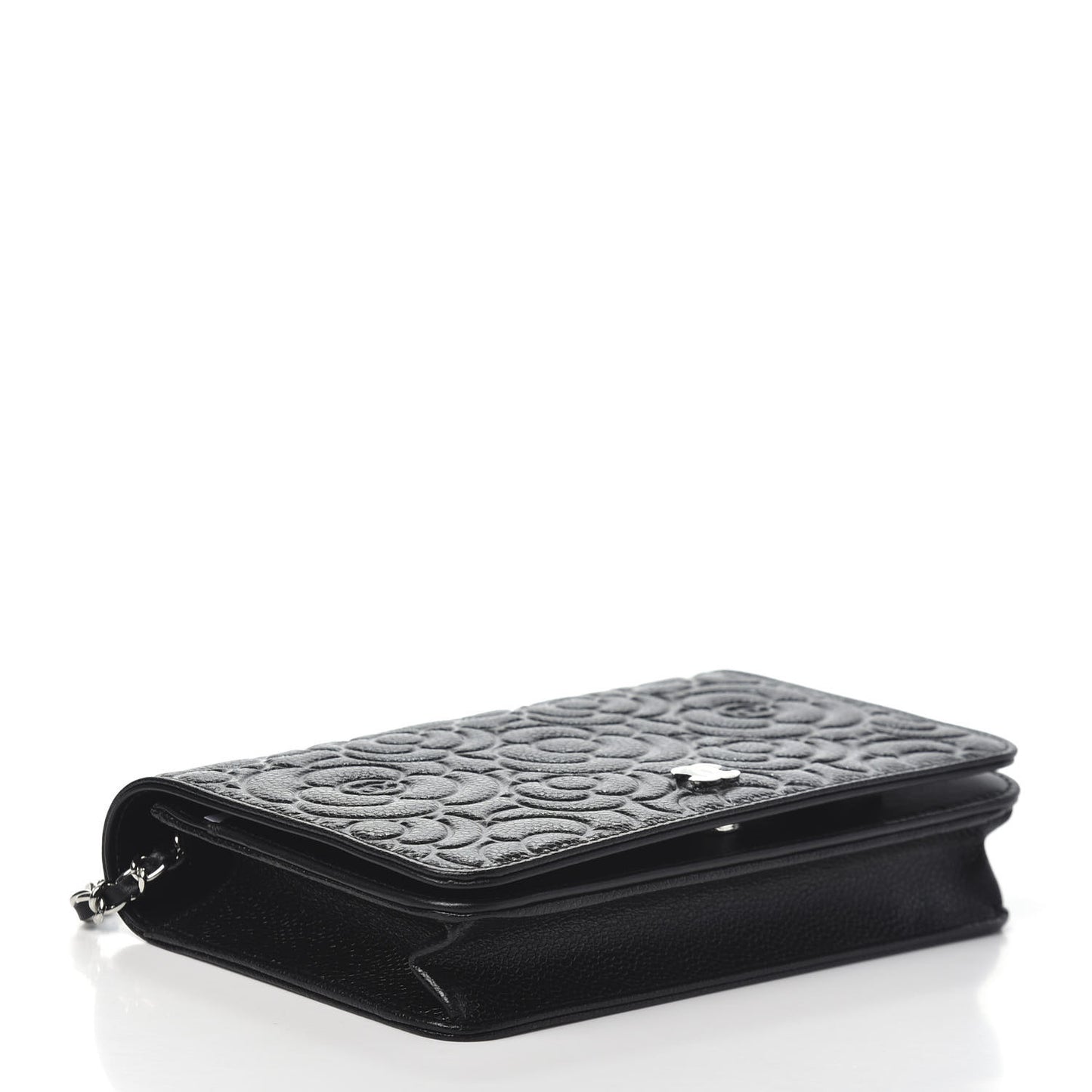 Caviar Camellia Embossed Wallet On Chain WOC Black