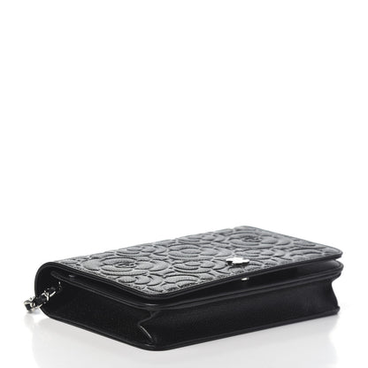 Chanel Caviar Camellia Embossed Wallet On Chain WOC Black 4 of 10