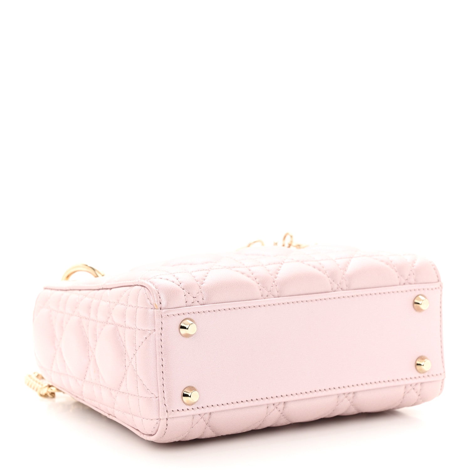 Christian Dior Metallic Lambskin Cannage Mini Lady Dior Lotus 4 of 12