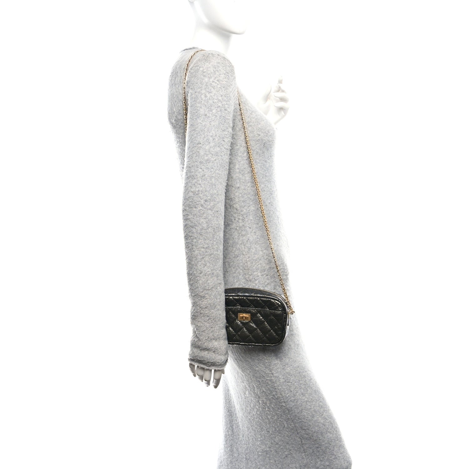 Chanel Metallic Aged Calfskin Quilted Mini Reissue Camera Case Ruthenium 2 of 11