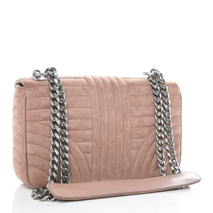 Prada Camoscio Impunture Diagramme Medium Chain Flap Shoulder Bag Dark Rose 4 of 14
