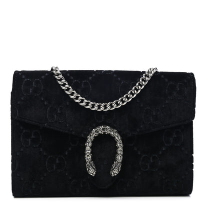 Gucci Velvet GG Monogram Mini Dionysus Chain Wallet Navy 1 of 5