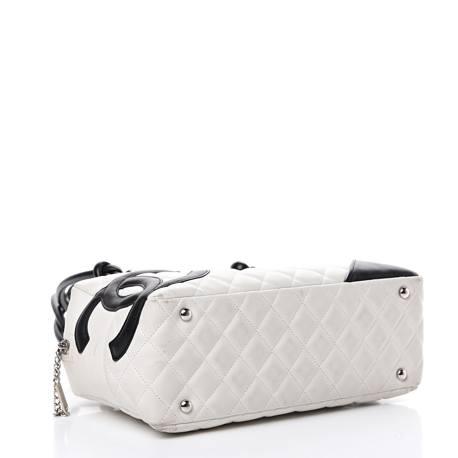 Chanel Calfskin Quilted Large Cambon Bowler White Black 3 of 17