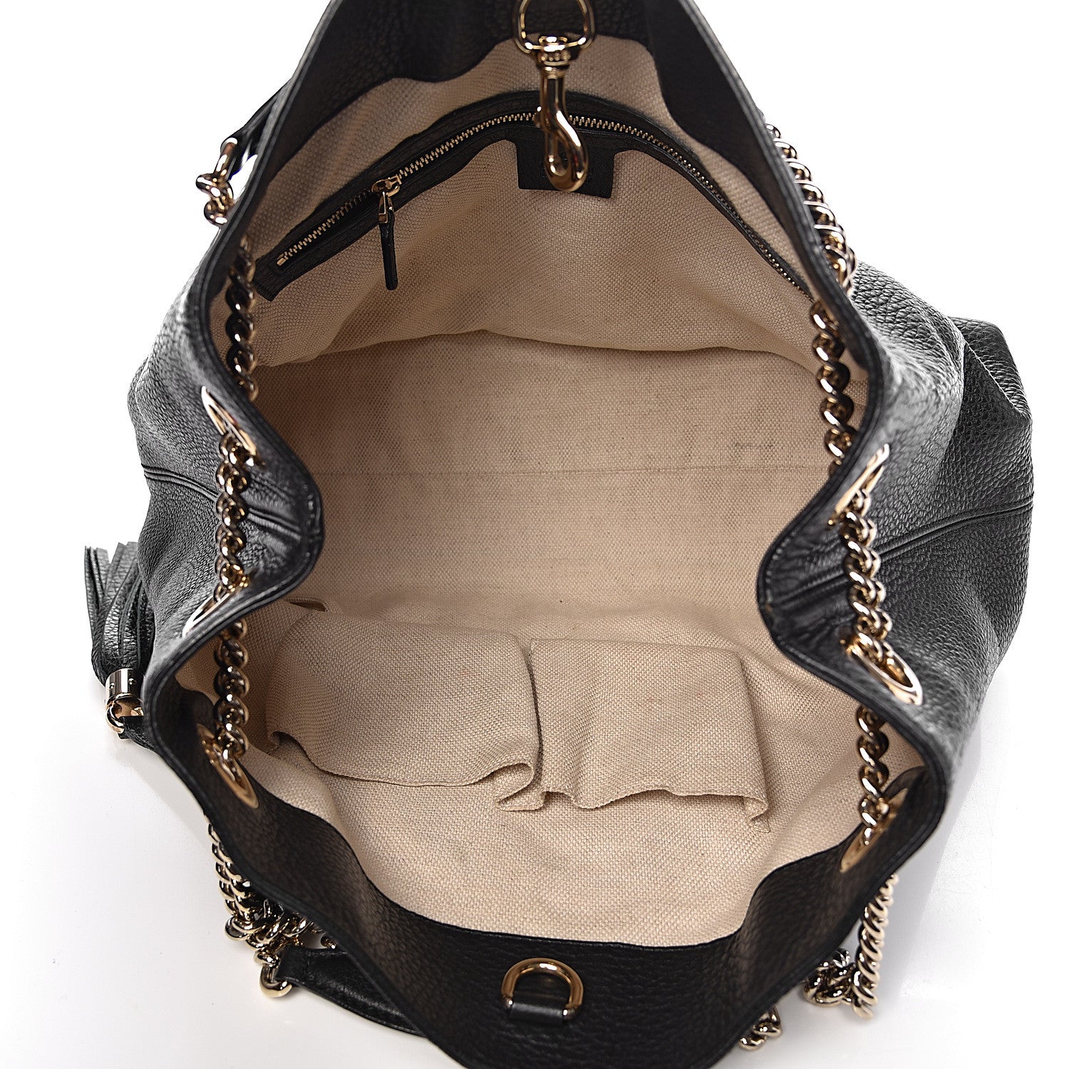 Gucci Pebbled Calfskin Medium Soho Chain Shoulder Bag Black 5 of 10