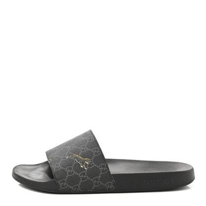 Gucci GG Supreme Monogram Tigers Mens Slide Sandals 10 Black Multicolor 1 of 9