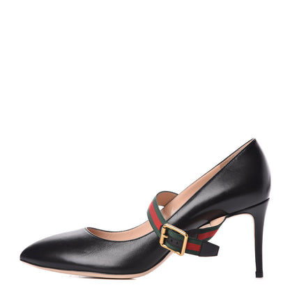 Gucci Calfskin Sylvie Mid Heel Pumps 41 Black 1 of 10