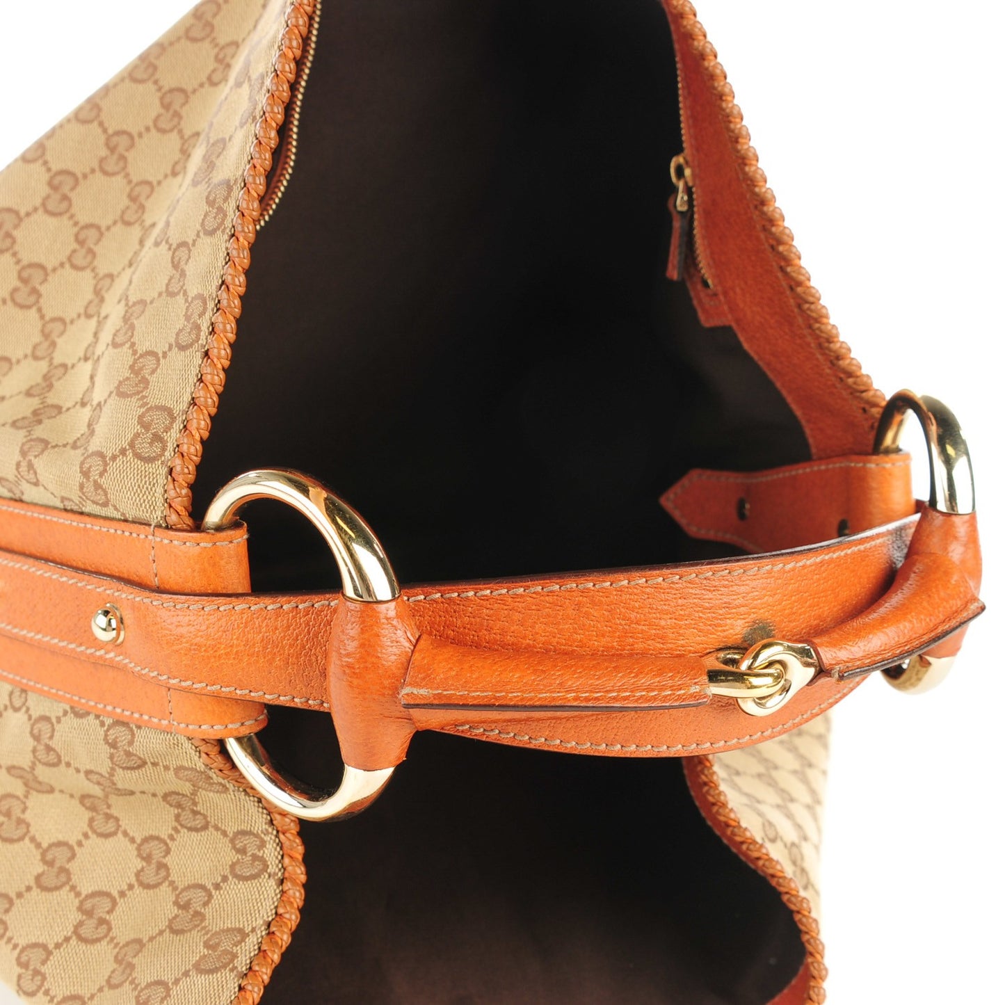 Monogram Large Horsebit Chain Hobo Brown
