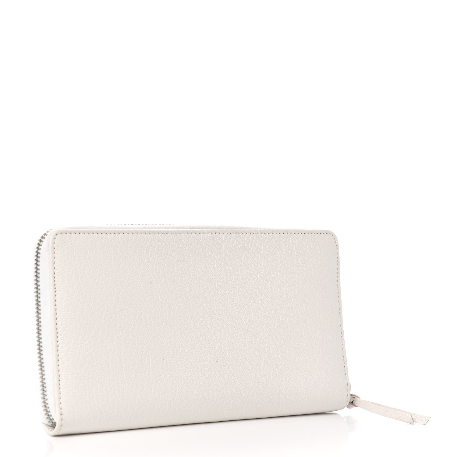 Balenciaga Chevre Silver Metallic Edge Hardware Zip Around Wallet Blanc Neige 3 of 6