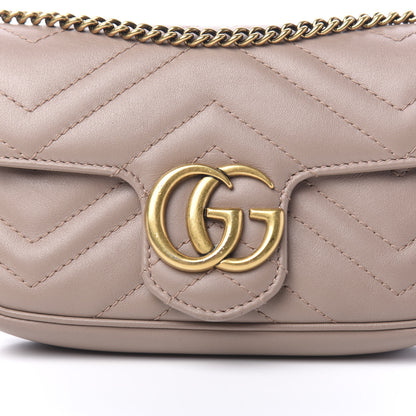 Gucci Calfskin Matelasse Super Mini GG Marmont Shoulder Bag Porcelain Rose 8 of 9