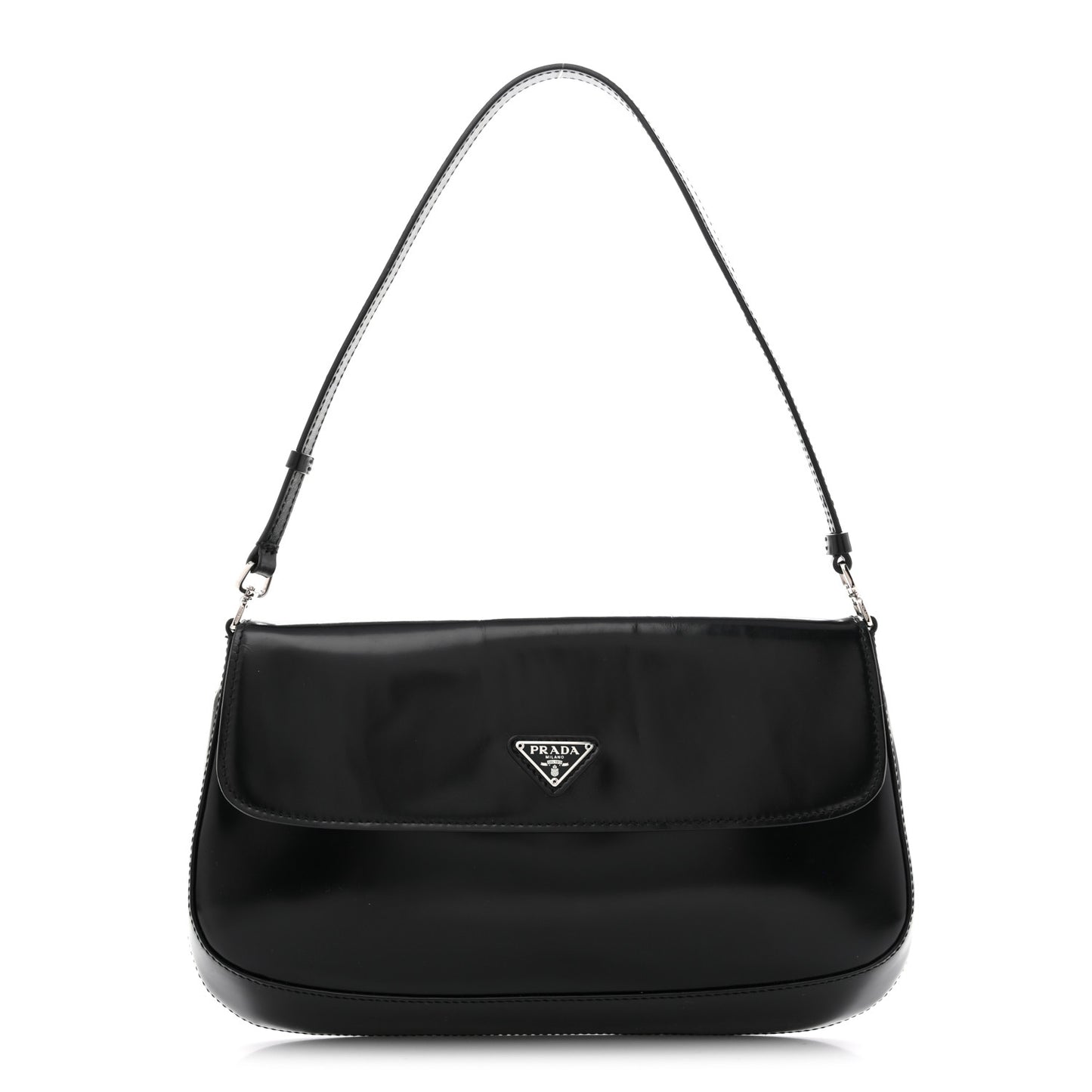 Spazzolato Cleo Flap Shoulder Bag Black