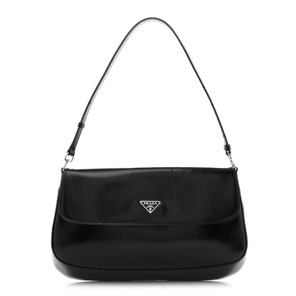 Prada Spazzolato Cleo Flap Shoulder Bag Black 1 of 10