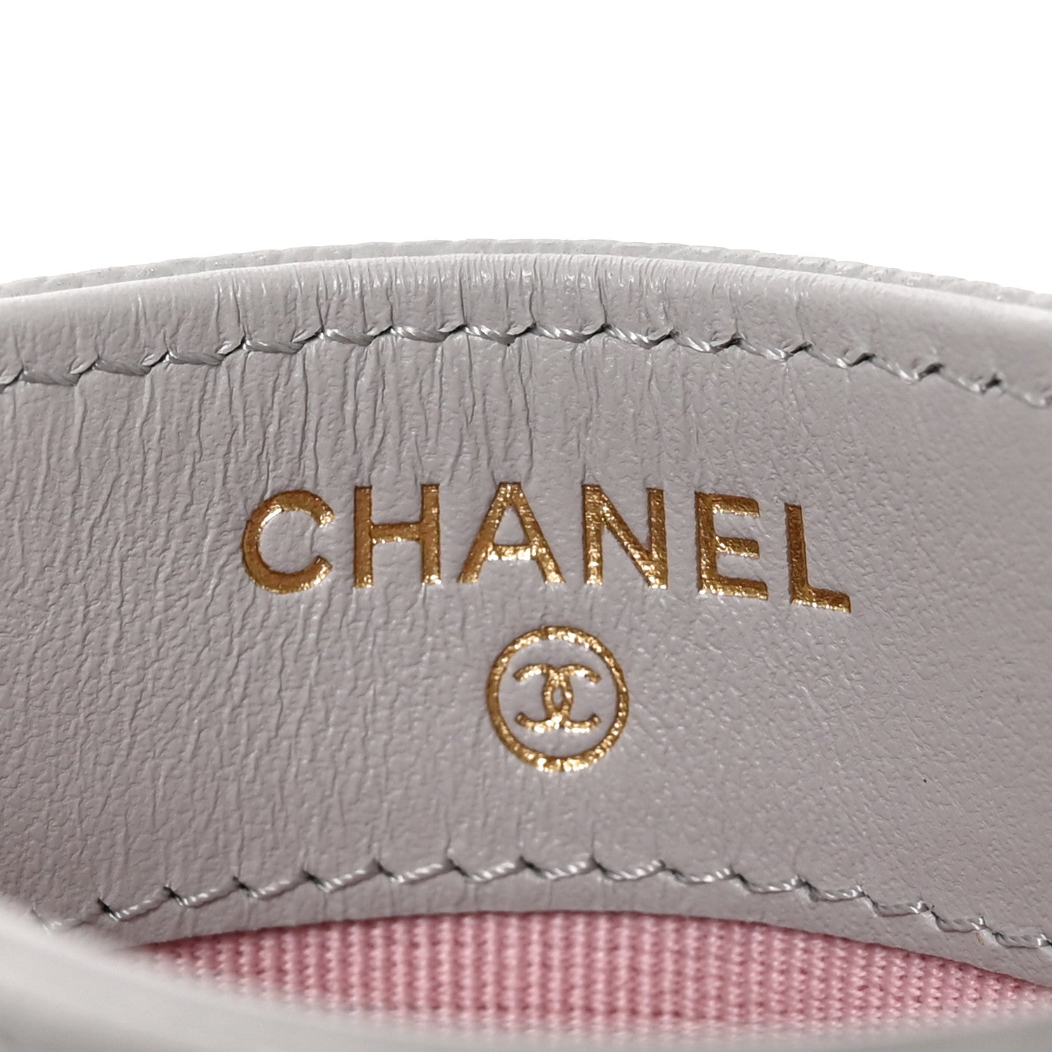 Chanel Caviar Quilted Textured CC Card Holder Grey 6 of 8