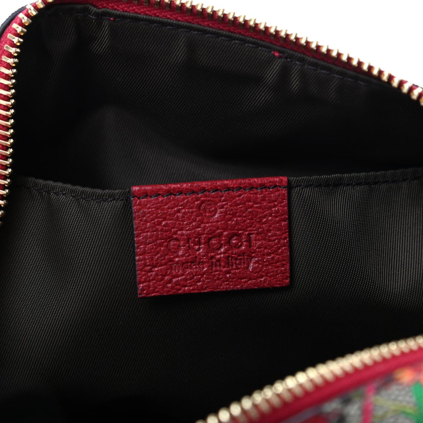 Soft GG Supreme Monogram Flora Calfskin Medium Ophidia Cosmetic Case Beige Ebony Multicolor Rosso
