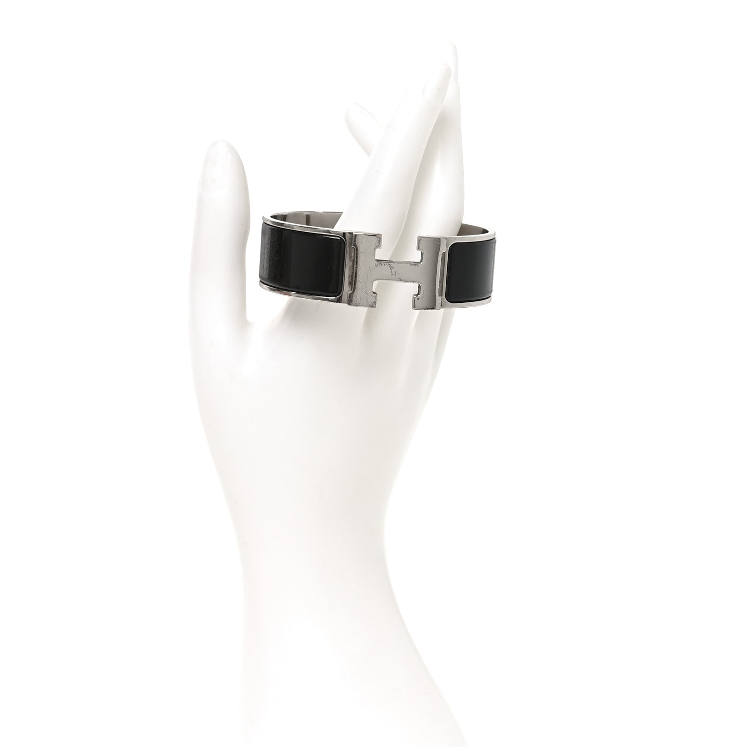 Hermes Enamel Wide Clic Clac H Bracelet M Black 2 of 5