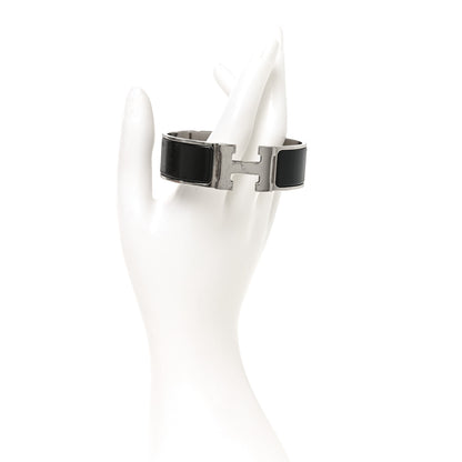 Hermes Enamel Wide Clic Clac H Bracelet M Black 2 of 5