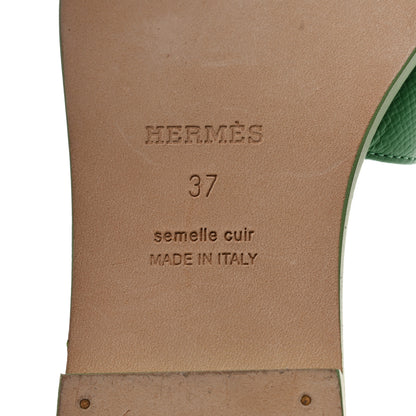 Hermes Epsom Oran Sandals 37 Vert Pomme 8 of 9