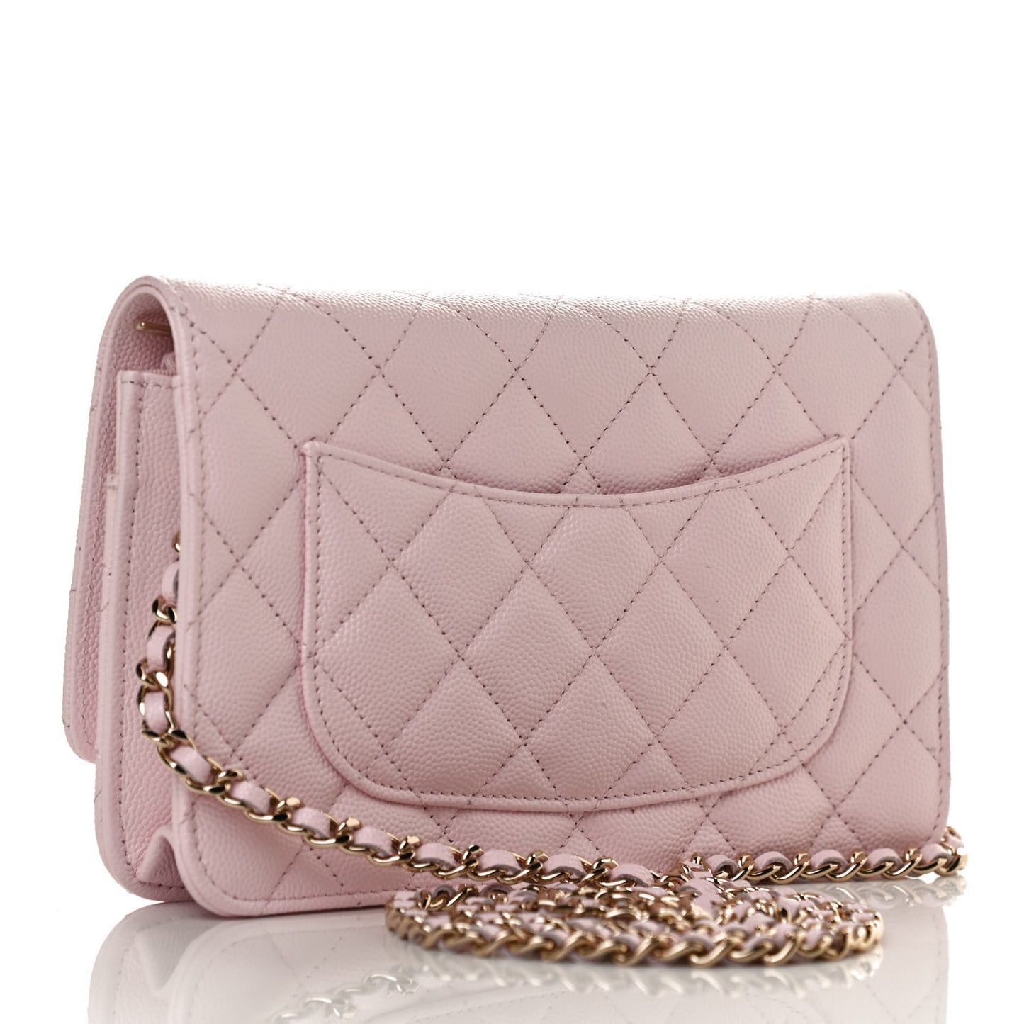 Caviar Quilted Wallet On Chain WOC Light Pink