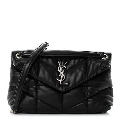 Saint Laurent Lambskin Quilted Small Loulou Puffer Monogram Chain Satchel Black 1 of 10