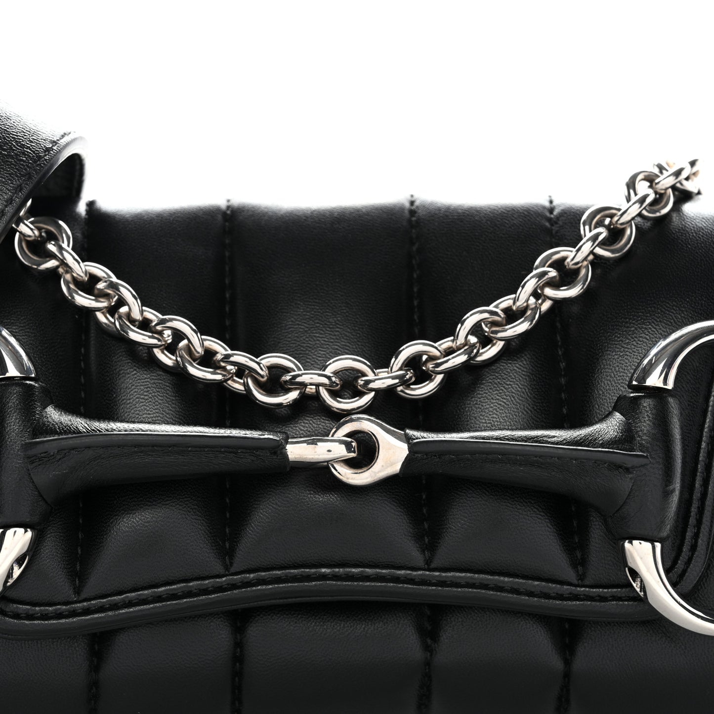 Nappa Vertical Matelasse Small Maxi Horsebit Chain Shoulder Bag Black