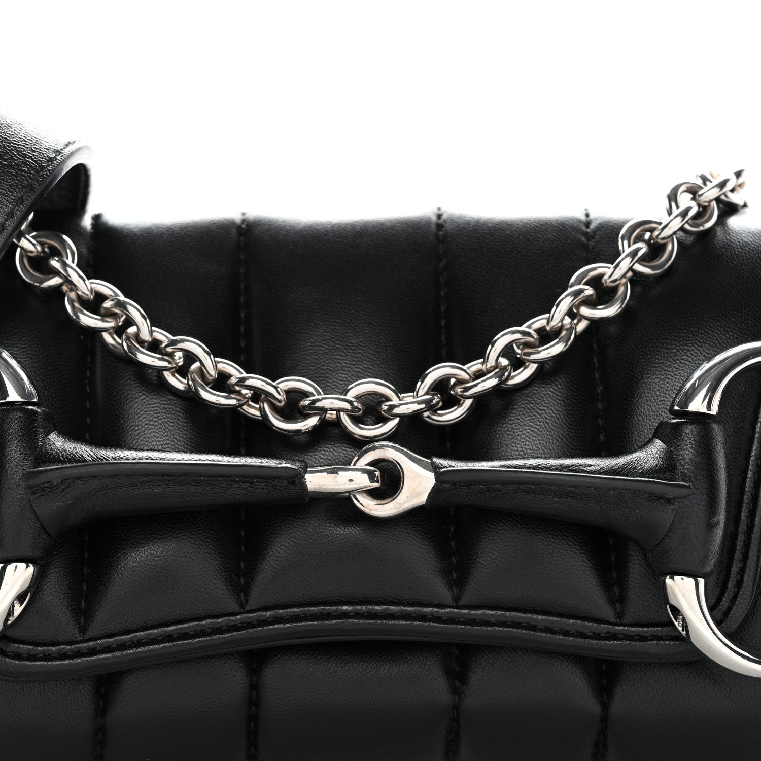 Gucci Nappa Vertical Matelasse Small Maxi Horsebit Chain Shoulder Bag Black 8 of 10