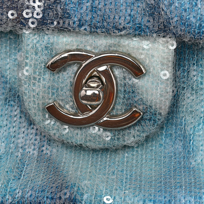 Chanel Sequin Large Waterfall Flap Light Blue 11 of 14