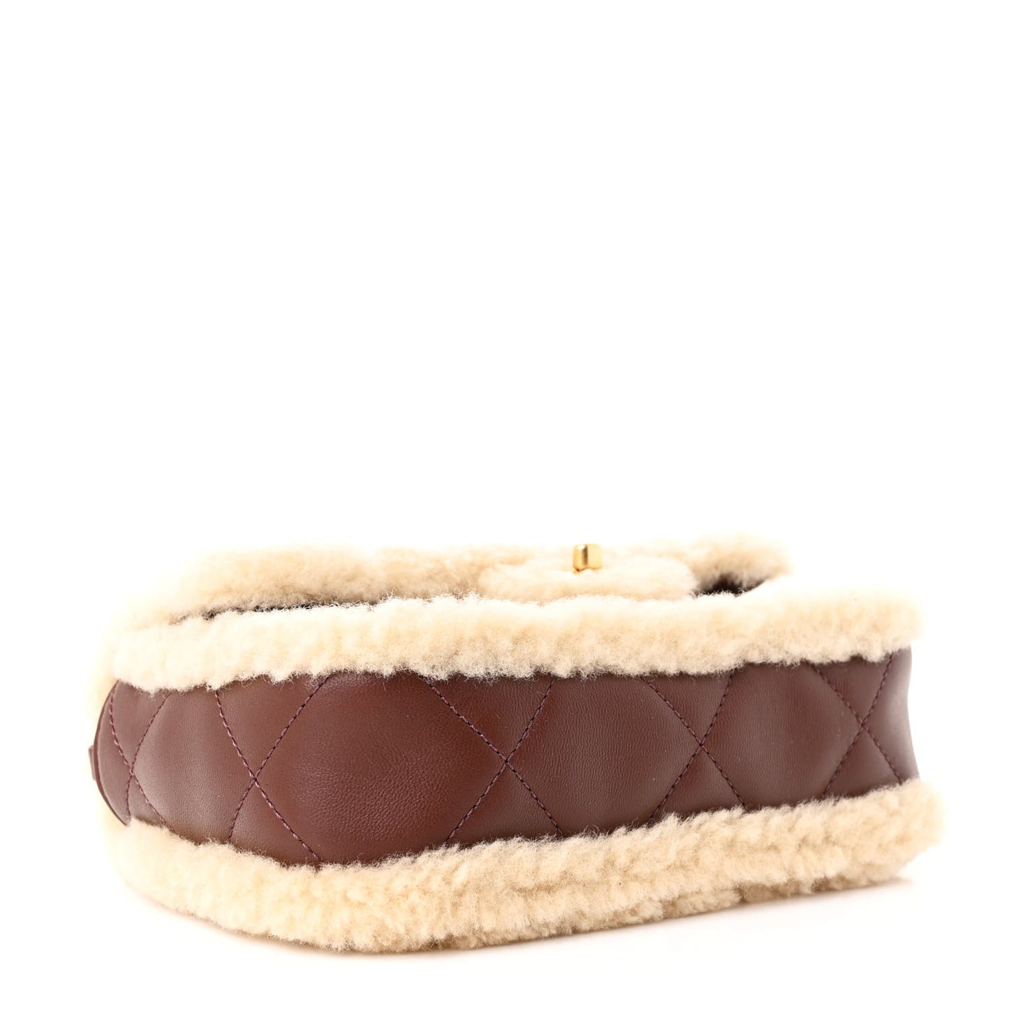Shearling Lambskin Quilted Mini Furry Coco Flap Beige Dark Brown