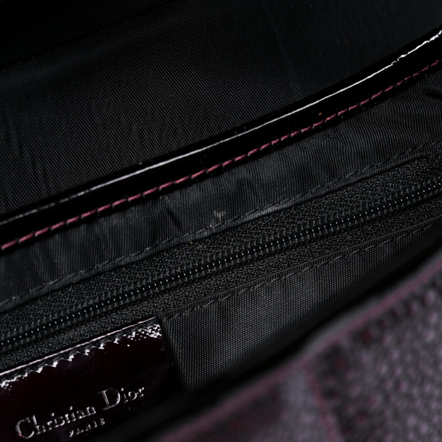 Christian Dior Calfskin Stingray Embossed Saddle Bag Red 10 of 15