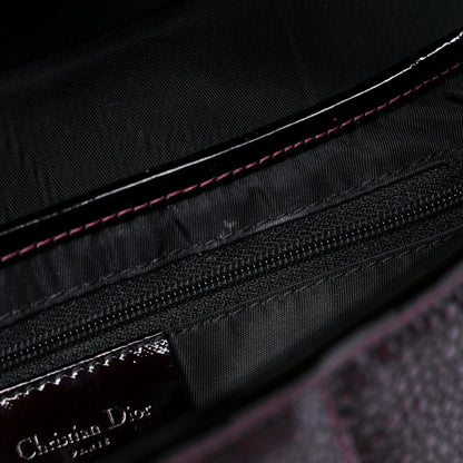 Christian Dior Calfskin Stingray Embossed Saddle Bag Red 10 of 15