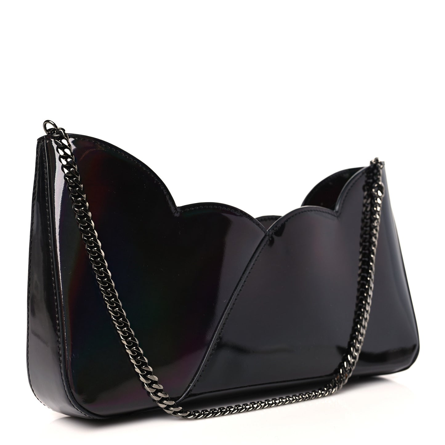 Iridescent Patent Hot Chick Chain Shoulder Bag Black