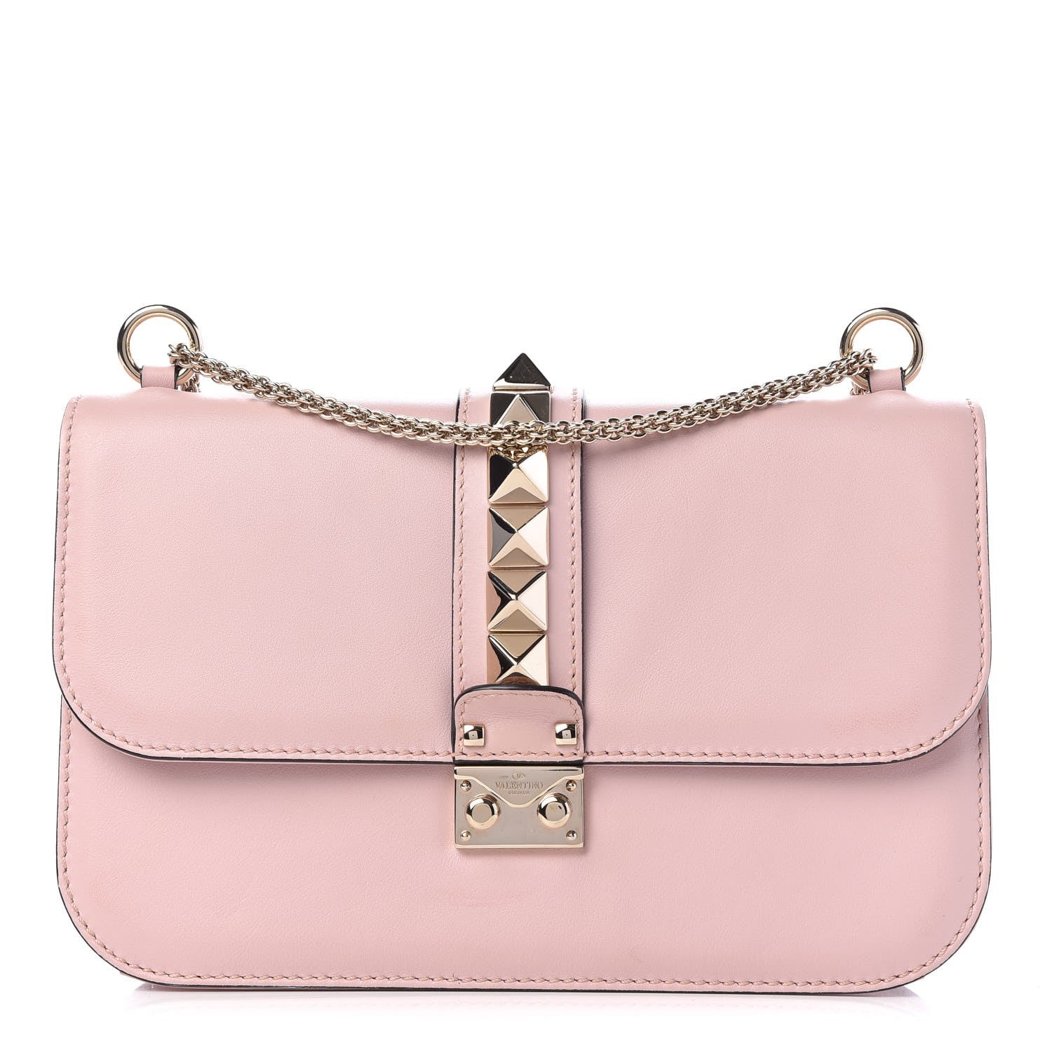 Valentino Garavani Vitello Medium Glam Lock Rockstud Flap Water Rose 1 of 11
